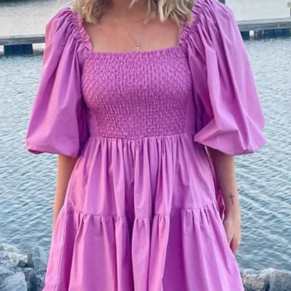 NWT Sofie The Label Pink Puff Sleeve Dress